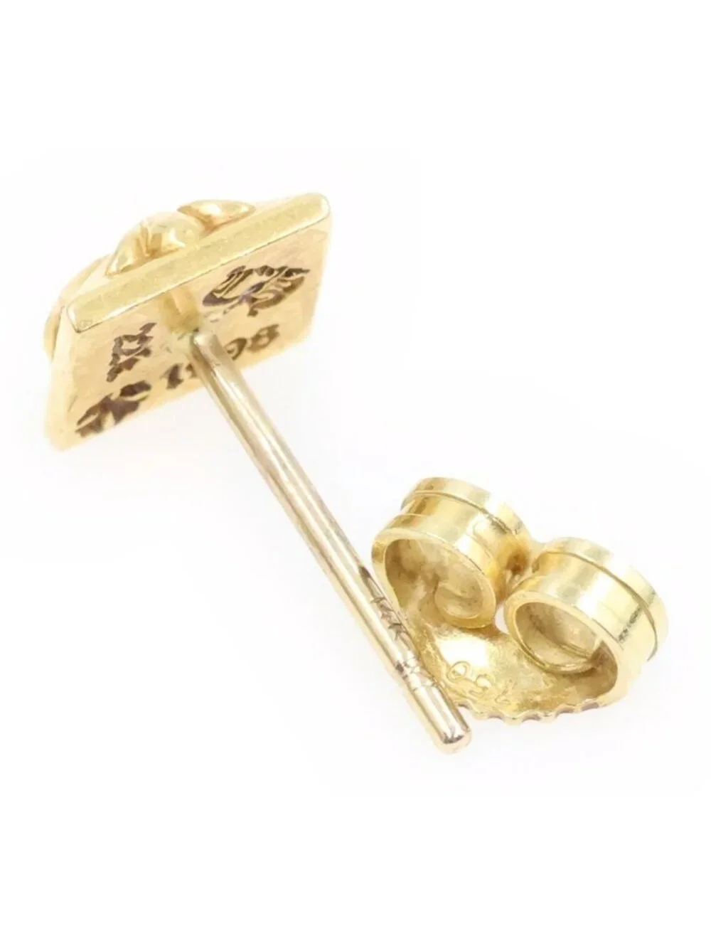 Chrome Hearts Pyramid Stud Plus 1 Diamond Earrings Gold